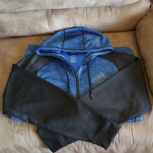 Adidas Zip Up Hoodie Blue/Black Size Large